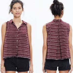Madewell Moment Shirt in Burgandy Ikat Stri
